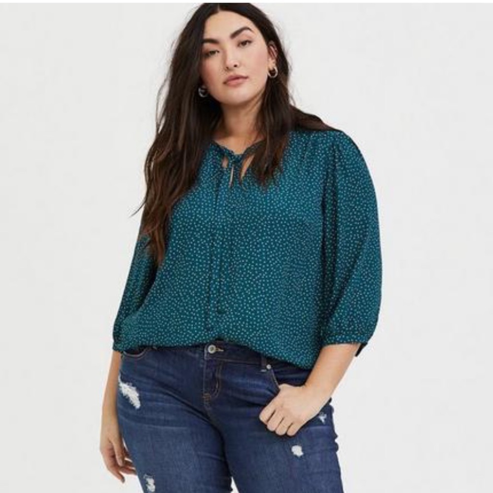Torrid Teal Polka Dot Blouse
